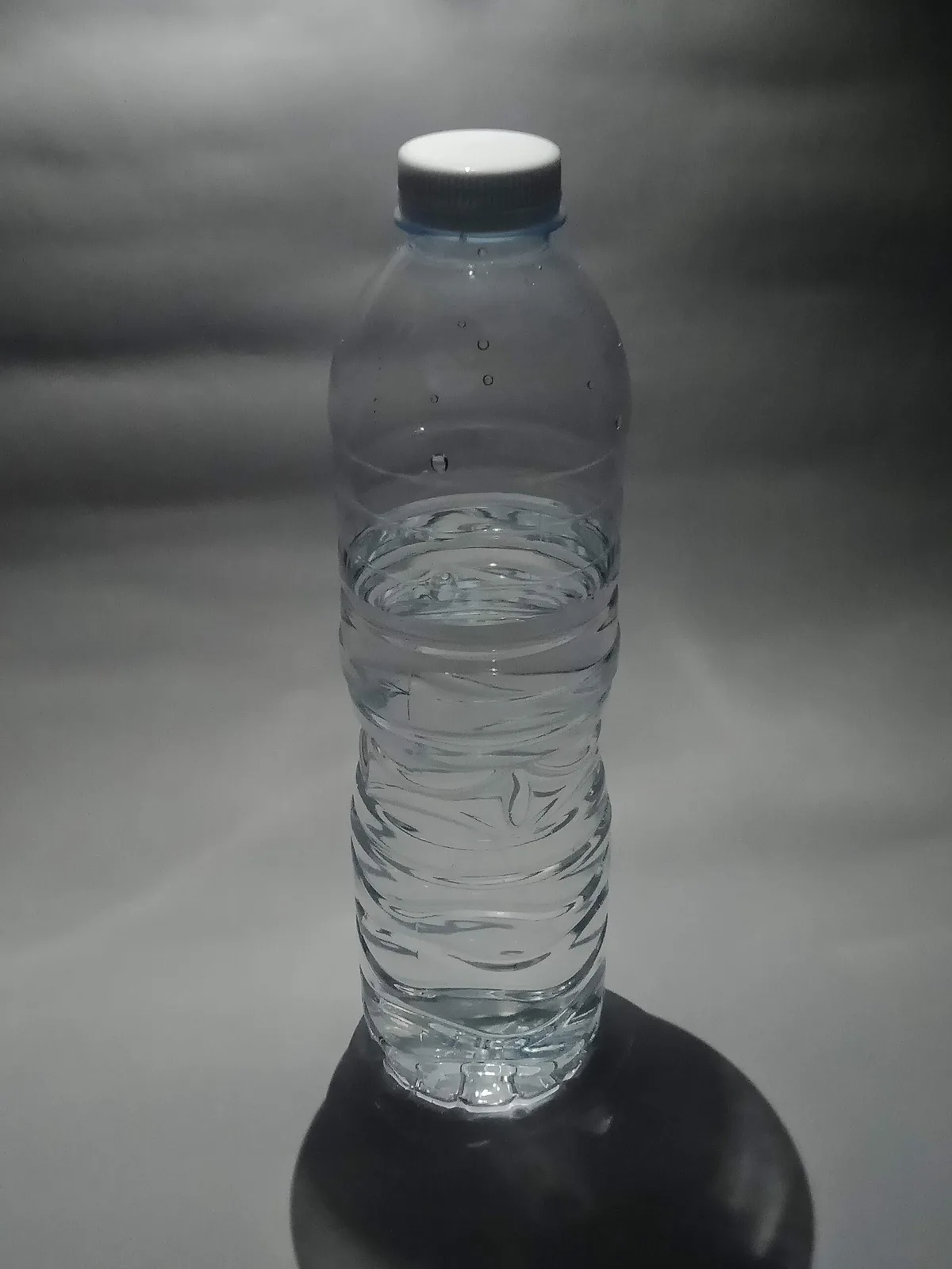 A plastic bottle of water
