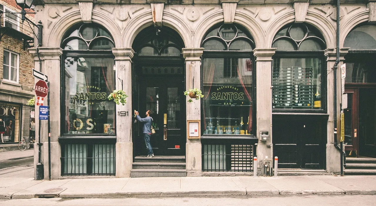 A shopfront with French signage on an ordinary Montreal street