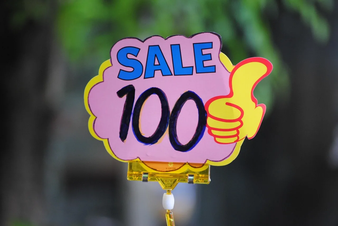 Close-up of a printed price label clipped to a shop shelf edge